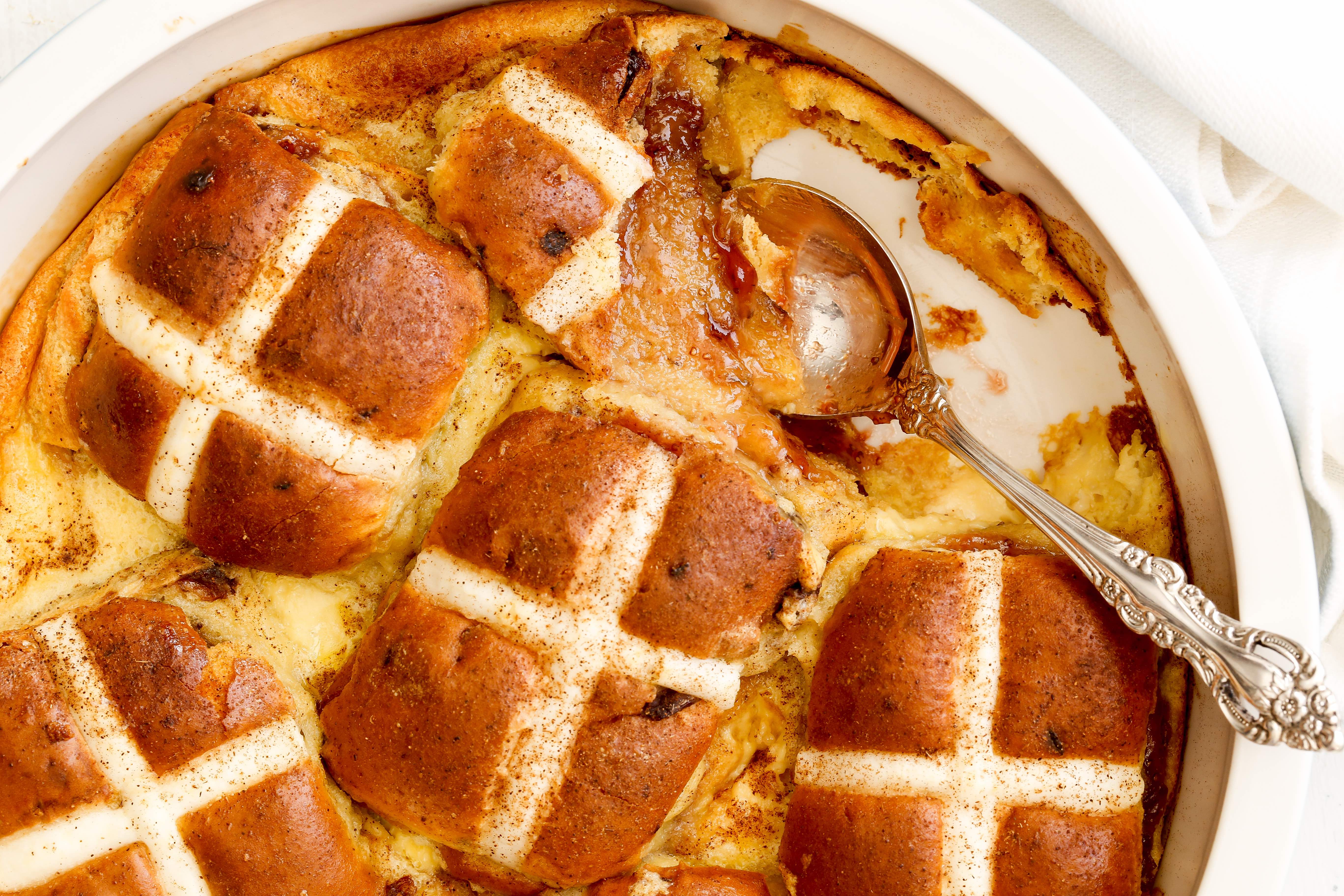 Hot Cross Buns Bread and Butter Pudding