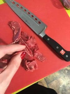 how to thinly slice meat for beef stroganoff in the thermomix