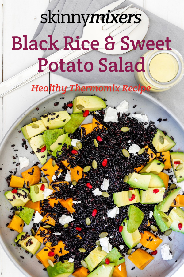 Skinnymixers Black rice & sweet potato salad