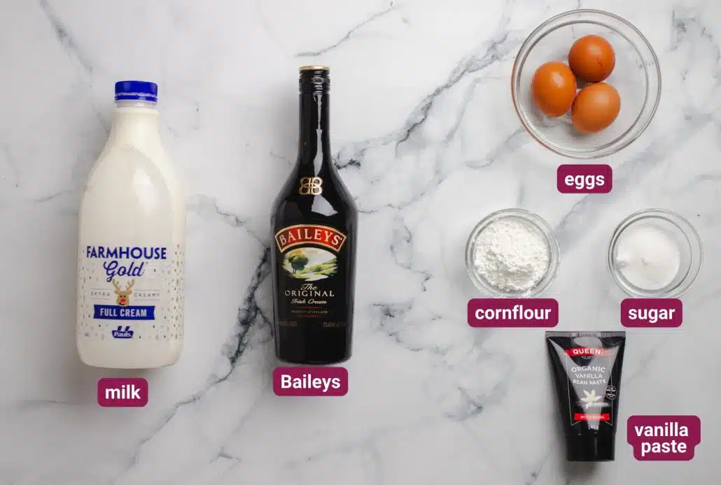 Baileys Custard ingredients