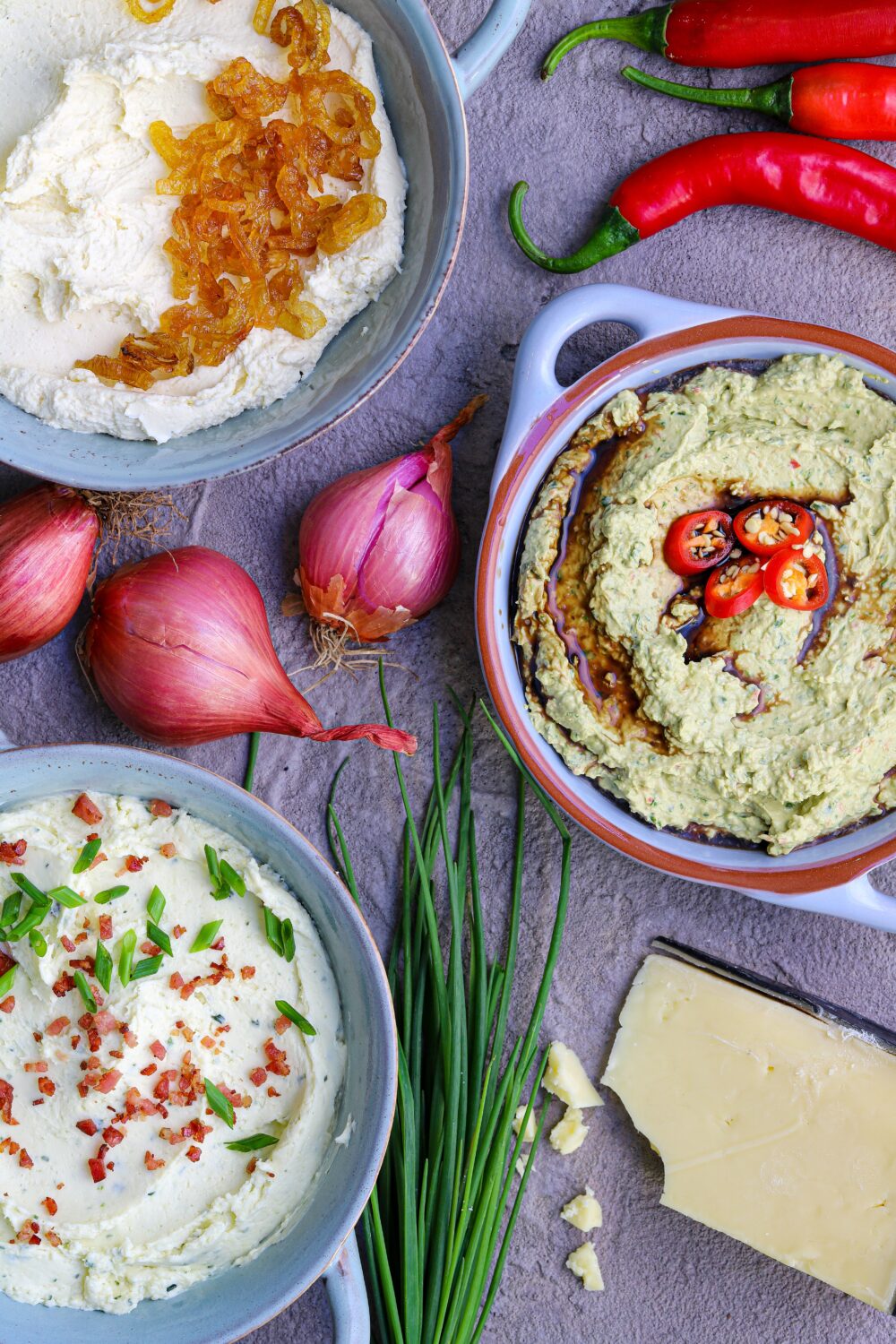 THMV Creamy Dips French Onion Dip, Cheese & Chive Dip & Creamy Spicy