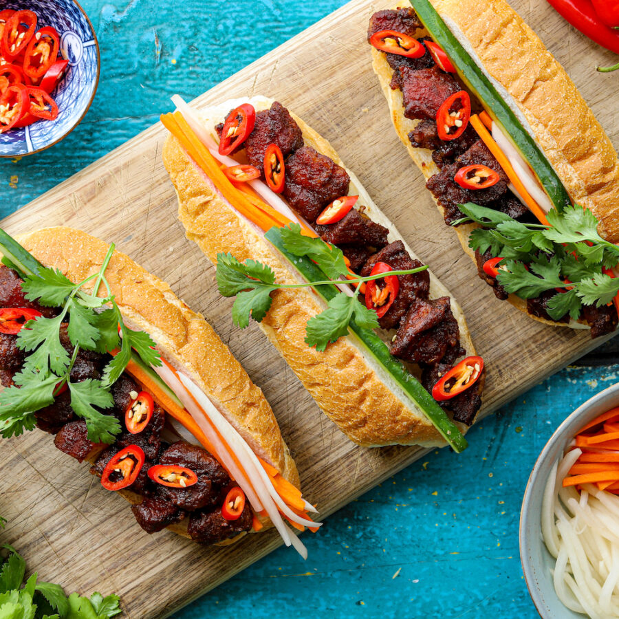 SMBBQ Pork Belly Burnt Ends Banh Mi Skinnymixers