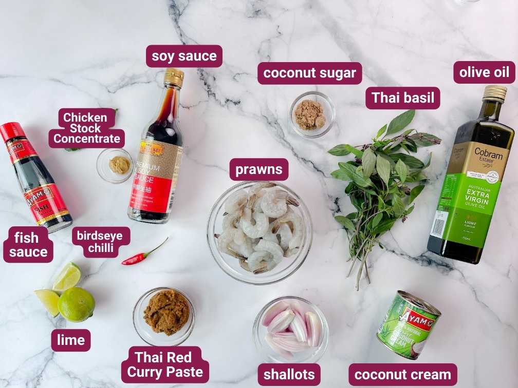 What you need to make Choo Chee Prawns