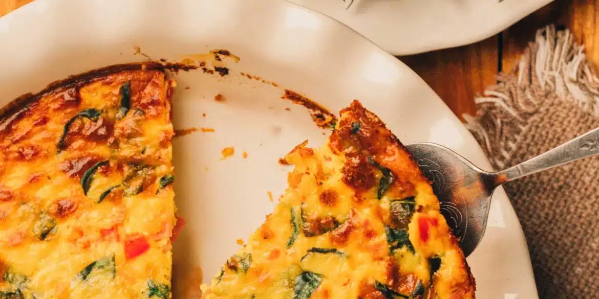 Crustless Ham, Tomato & Spinach Quiche
