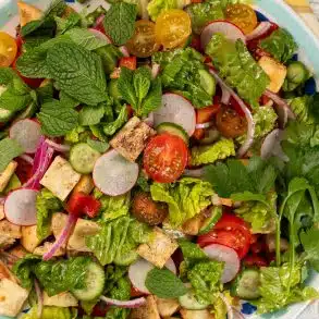 Skinnymixers Air Fryer Fattoush Salad from SkinnyMediterranean.