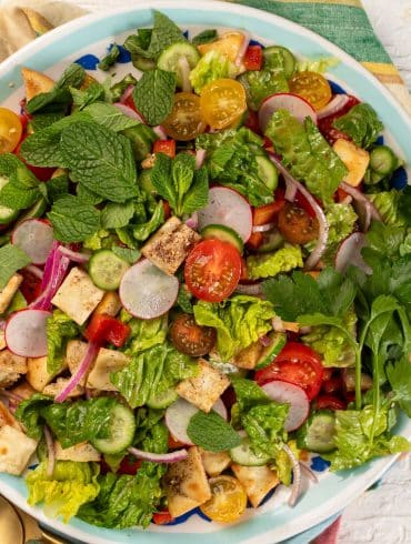 Skinnymixers Air Fryer Fattoush Salad from SkinnyMediterranean.