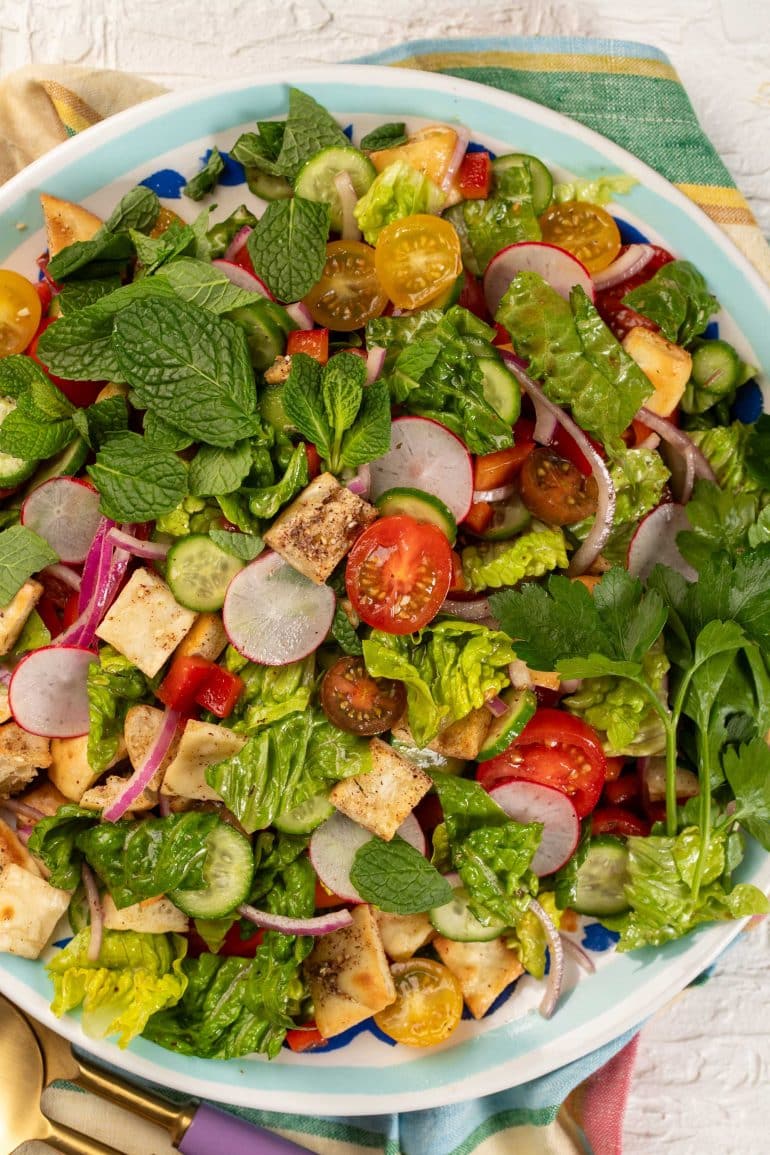 Skinnymixers Air Fryer Fattoush Salad from SkinnyMediterranean.