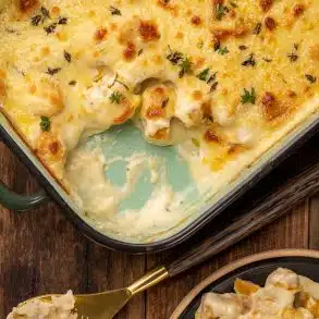 Skinnymixers Baked Pumpkin Gnocchi with Four Cheese Sauce from SkinnyMediterranean.