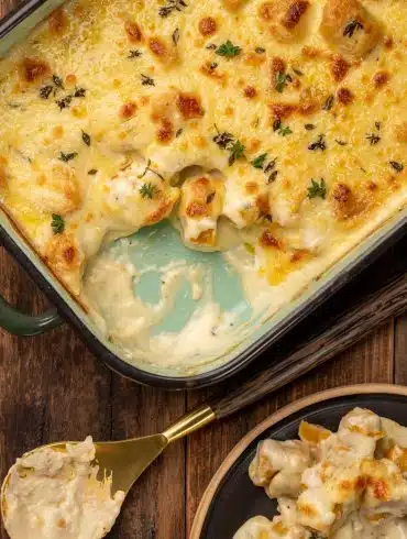 Skinnymixers Baked Pumpkin Gnocchi with Four Cheese Sauce from SkinnyMediterranean.