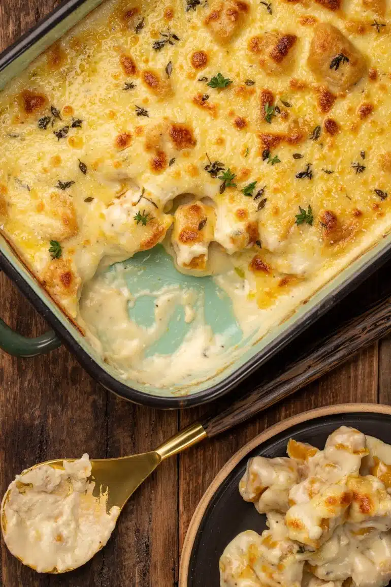 Skinnymixers Baked Pumpkin Gnocchi with Four Cheese Sauce from SkinnyMediterranean.