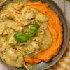 Skinnymixers Creamy Pesto Chicken from SkinnyMediterranean.