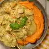 Skinnymixers Creamy Pesto Chicken from SkinnyMediterranean.