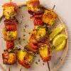 Skinnymixers Halloumi & Vegetable Skewers from SkinnyMediterranean.