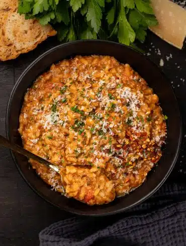 Skinnymixers Hidden Veg Bolognese Risotto from SkinnyMediterranean.
