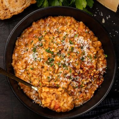 Skinnymixers Hidden Veg Bolognese Risotto from SkinnyMediterranean.