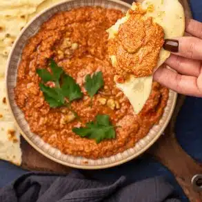 Skinnymixers Muhammara Roasted Red Capsicum Walnut Dip from SkinnyMediterranean.