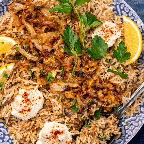 Skinnymixers Mujadara Lentil Rice from SkinnyMediterranean.
