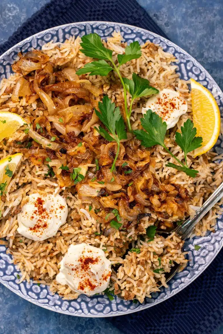 Skinnymixers Mujadara Lentil Rice from SkinnyMediterranean.