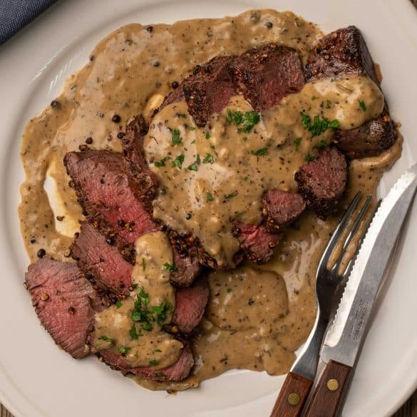 Skinnymixers Steak au Poivre from SkinnyMediterranean.
