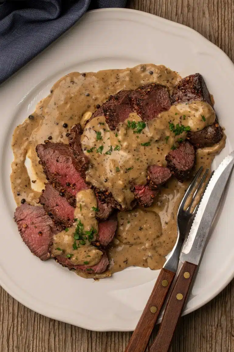 Skinnymixers Steak au Poivre from SkinnyMediterranean.