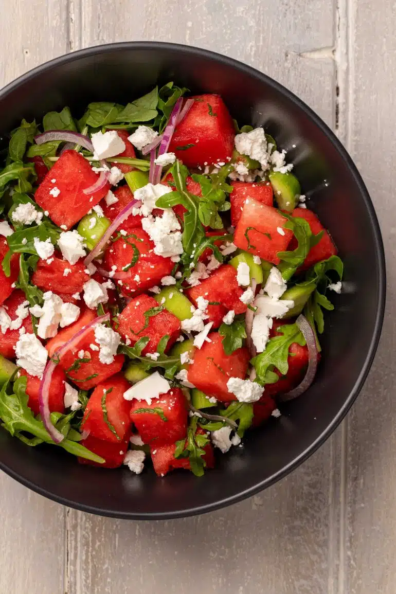 Skinnymixers Watermelon & Mint Salad from SkinnyMediterranean.