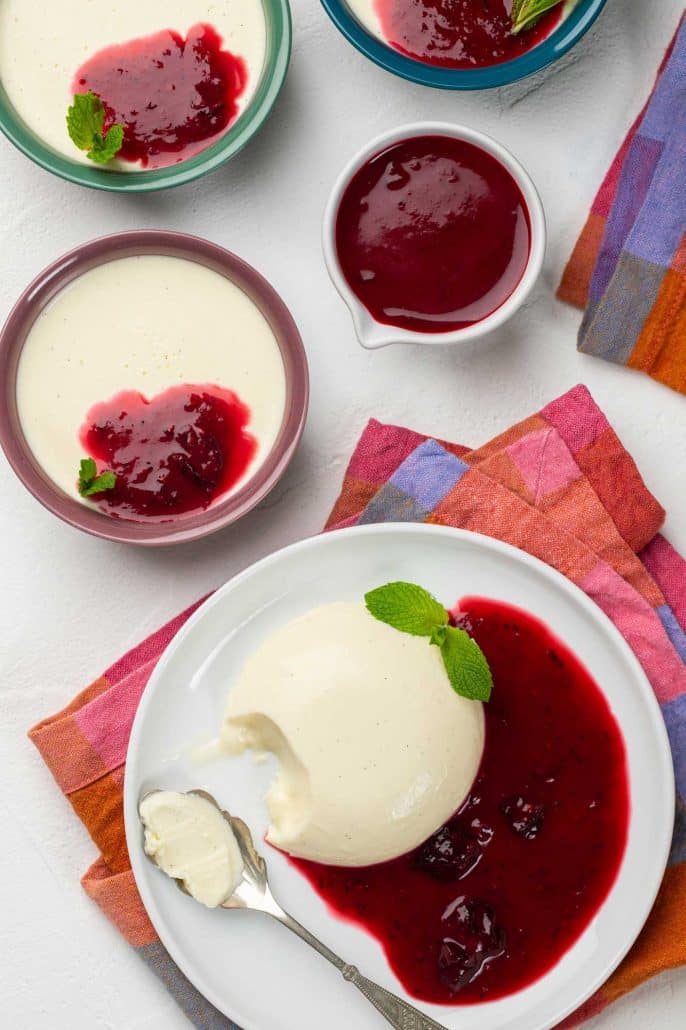 Greek Yoghurt Panna Cotta with Berry Coulis