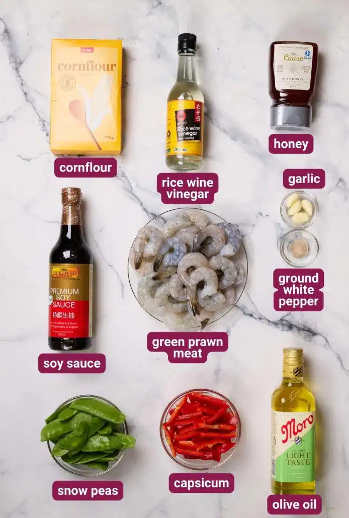 What you will need to make Honey Garlic Prawn Stir Fry from Dinners 4