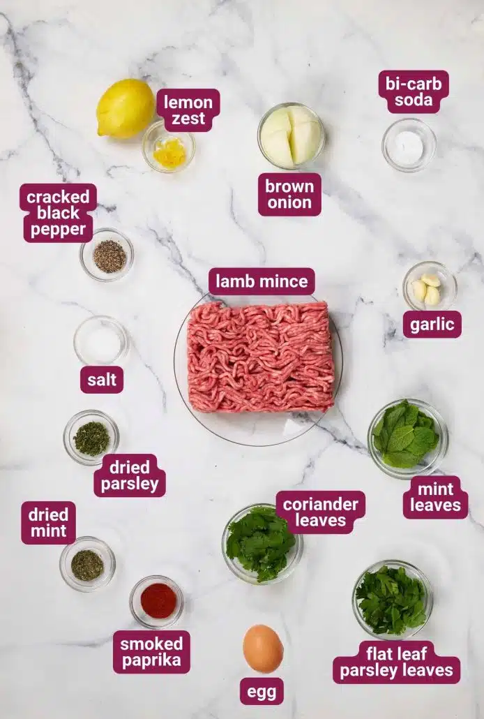 What you will need to make Persian Lamb Burger Patties from Dinners 4