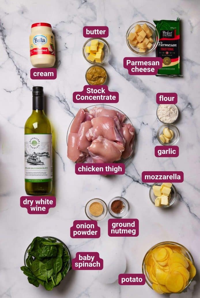 What you will need to make Chicken Florentine Potato Bake from Dinners 4