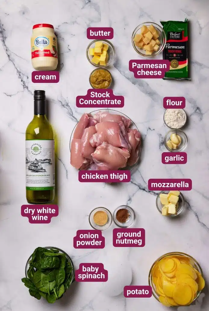 What you will need to make Chicken Florentine Potato Bake from Dinners 4