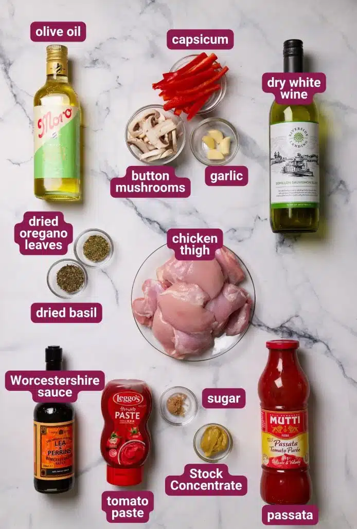What you will need to make One Pot Chicken Pizzaiola from Dinners 4