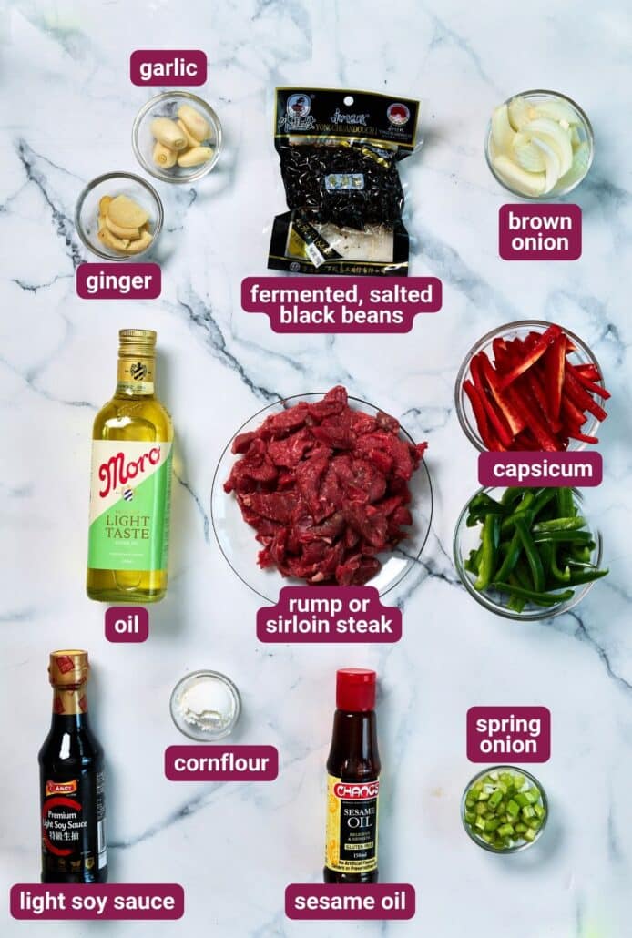 What you will need to make Beef & Black Bean Stir Fry from SkinnyAsia2