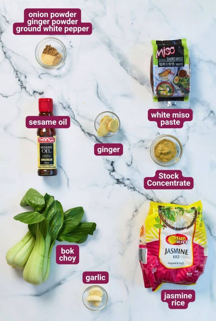 What you will need to make Miso Ginger Chicken & Brothy Rice from SkinnyAsia2
