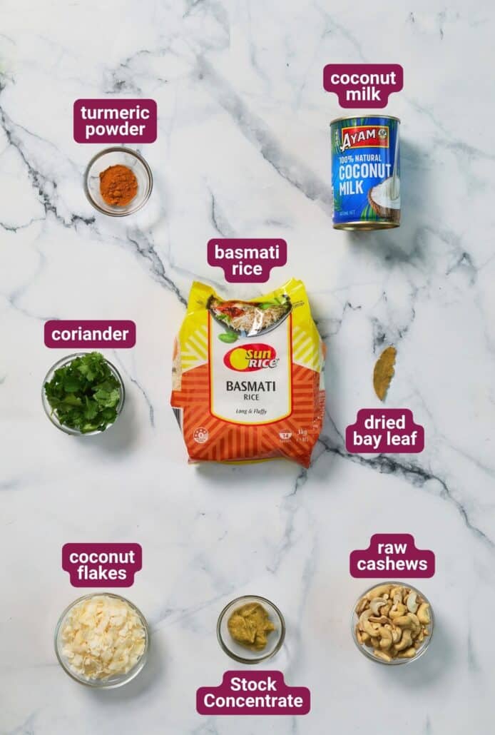 What you will need to make Golden Coconut Rice from SkinnyAsia2