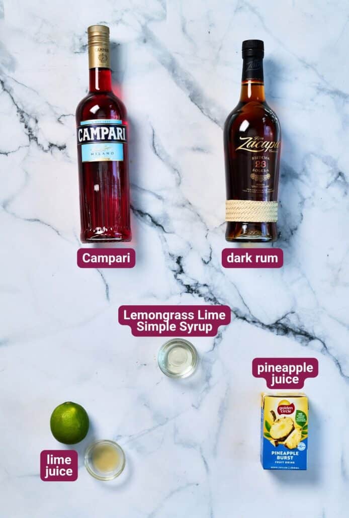 What you will need to make Jungle Bird (Malaysian Rum & Pineapple Cocktail) from SkinnyAsia2