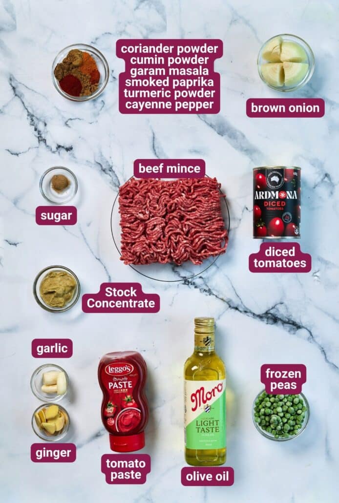 What you will need to make Keema Matar (Indian Mince Curry) from SkinnyAsia2