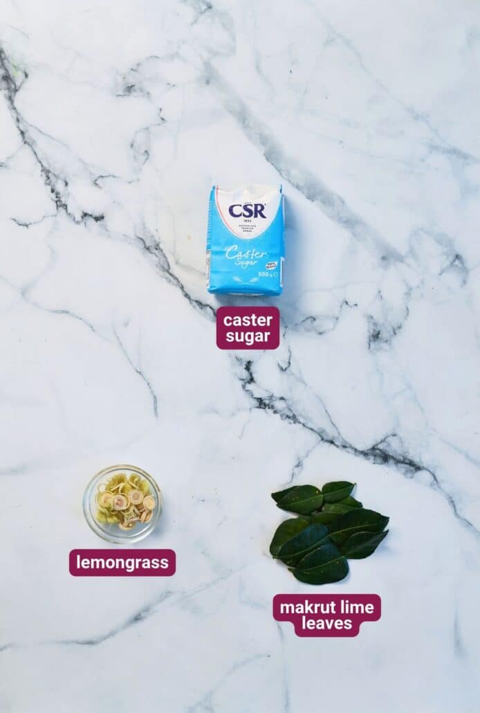 What you will need to make Lemongrass & Lime Leaf Simple Syrup from SkinnyAsia2