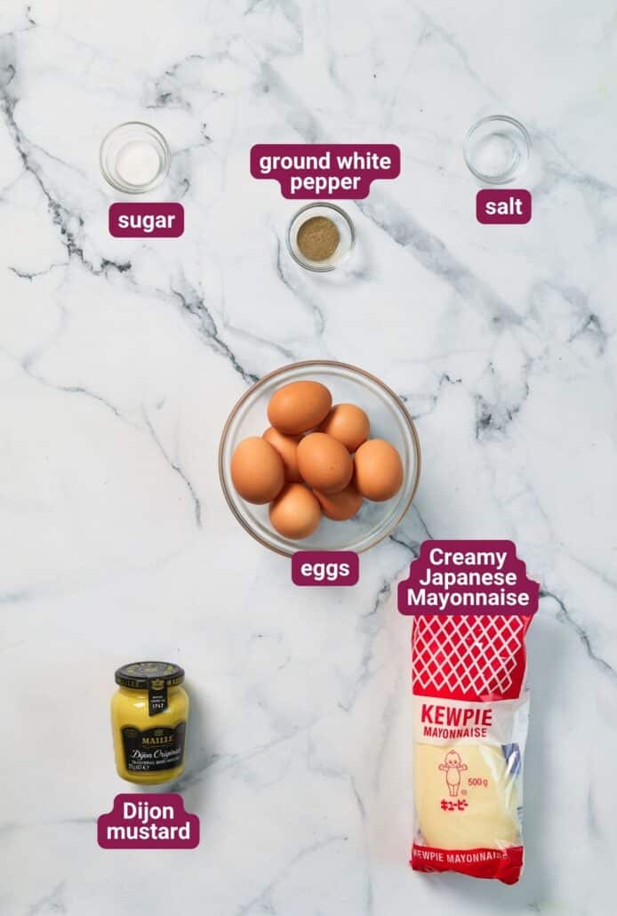 What you will need to make Tamago Sando Filling (Japanese Egg Sandwich Filling) from SkinnyAsia2