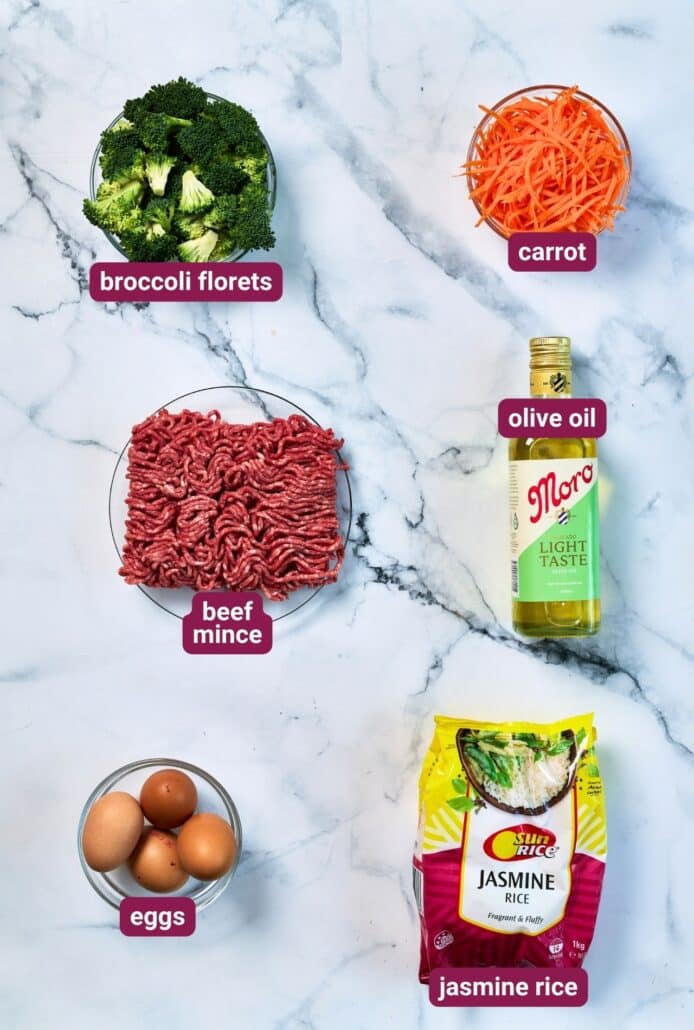 What you will need to make Teriyaki Beef Mince Rice Bowl from SkinnyAsia2